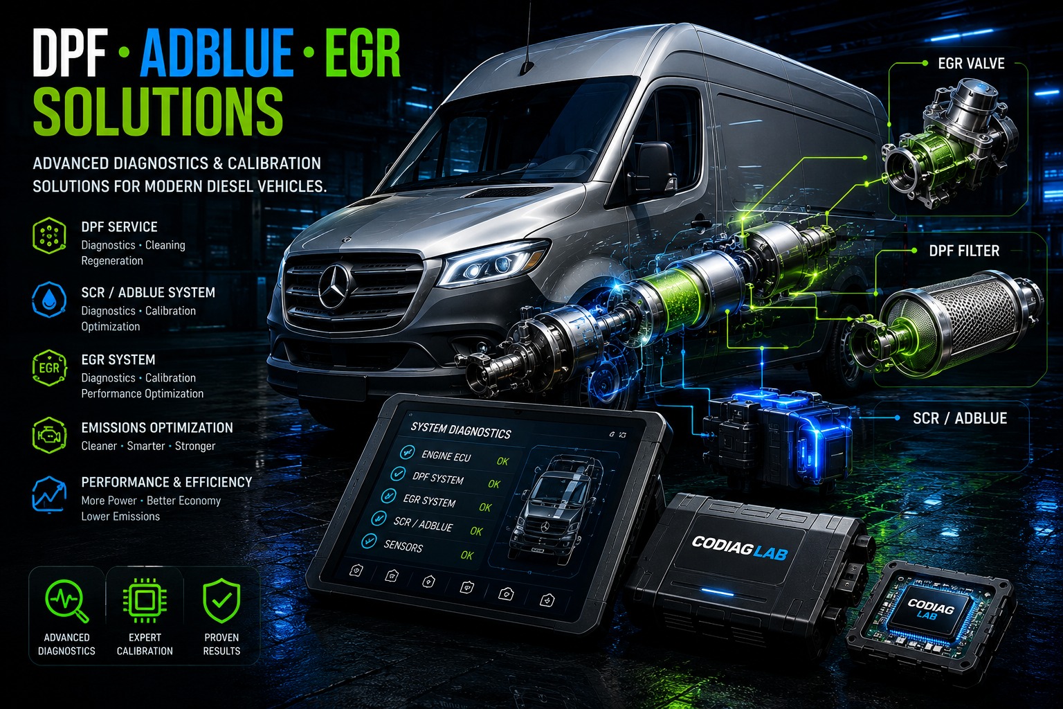 DPF AdBlue EGR diesel system solutions card